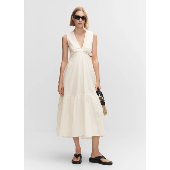 Mango Dresses & Skirts - MANGO White Knot Dress With Openings